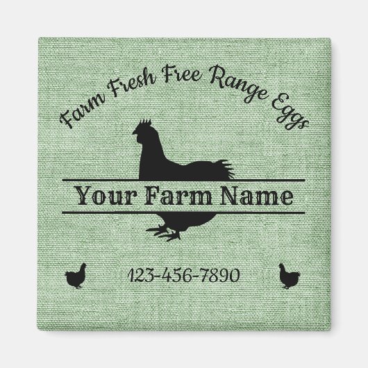 Farmhouse Chicken Split Monogram Egg Green Burlap Magneet (Voorkant)