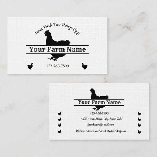 Farmhouse Chicken Split Monogram Egg Visitekaartje (Voorkant / Achterkant)