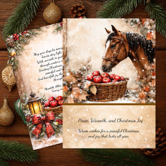 Farmhouse Christmas Horse Winter Scene Card | Kaart