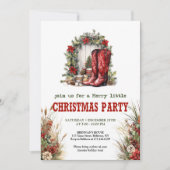 Farmhouse Christmas party red green invitation Kaart (Voorkant)