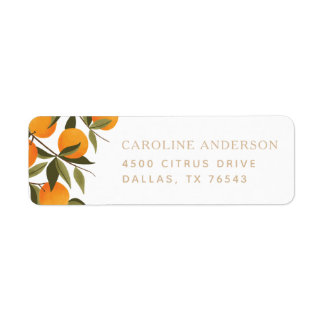 Farmhouse Citrus Oranje Branch Return Address Etiket