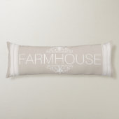 Farmhouse Classy Taupe & White Stripes Familienaam Lichaamskussen (Voorkant)