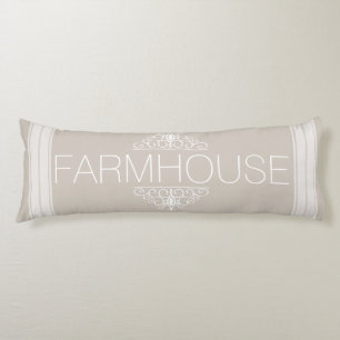 Farmhouse Classy Taupe & White Stripes Familienaam Lichaamskussen