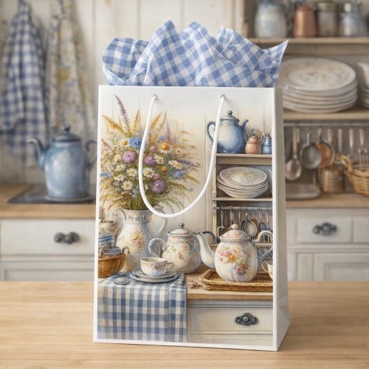 Farmhouse Coffee Pot and Wildflowers  Medium Cadeauzakje