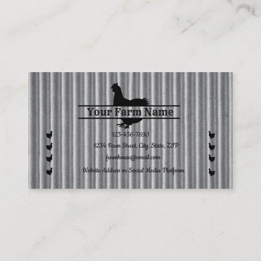 Farmhouse Corrugated Chicken Split Monogram Egg Visitekaartje (Achterkant)