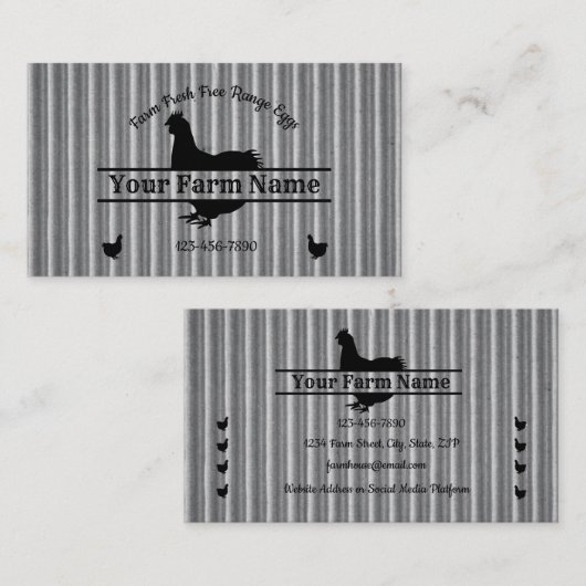 Farmhouse Corrugated Chicken Split Monogram Egg Visitekaartje (Voorkant / Achterkant)