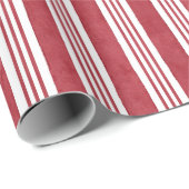 Farmhouse Cottage French Red Ticking Stripe Gift Cadeaupapier (Rol Hoek)