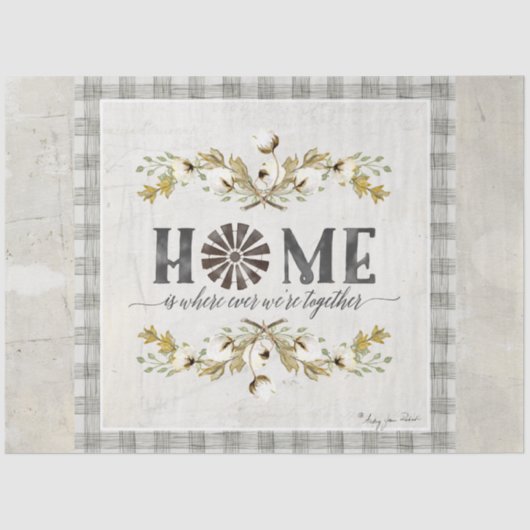 Farmhouse Cotton Autumn Foliage Gray Play Home Tissuepapier (Voorkant)