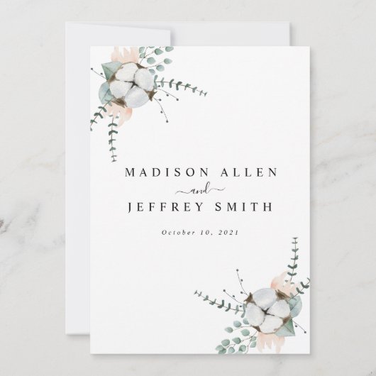 Farmhouse Cotton Eucalyptus Weddenschap Aankondiging (Achterkant)