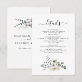 Farmhouse Cotton Eucalyptus Wedding Details Kaart (Voorkant / Achterkant)