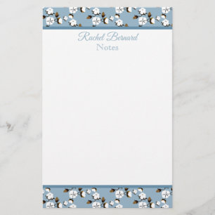 Farmhouse Cotton Flowers & Country Blue Briefpapier