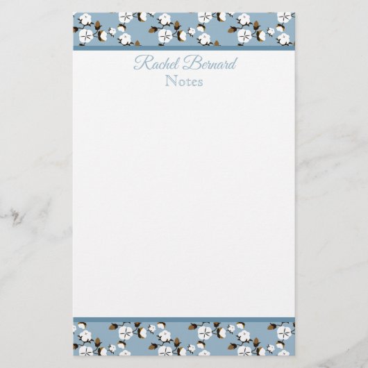 Farmhouse Cotton Flowers & Country Blue Briefpapier (Voorkant)