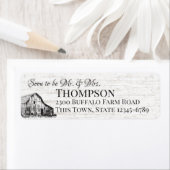 Farmhouse Country Barn Sketch Adderess Etiket (Insitu)