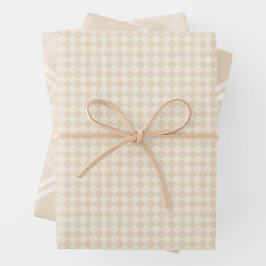 Farmhouse Country Chic Cream Plaid & Diamonds Inpakpapier Vel