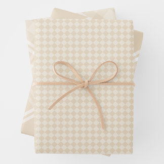 Farmhouse Country Chic Cream Plaid & Diamonds Inpakpapier Vel