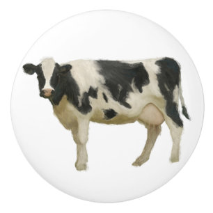 Farmhouse Cow Black in White Rustic Kitchen Cabine Keramische Knop