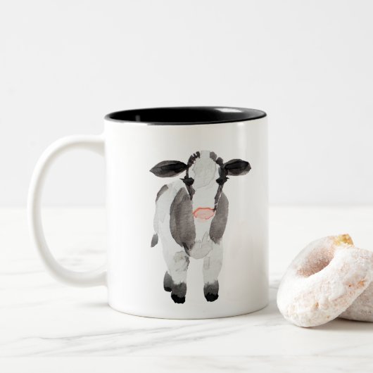 Farmhouse Cow-Mok Tweekleurige Koffiemok (Met donut)