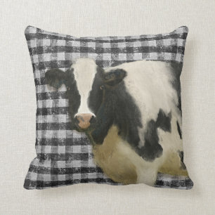 Farmhouse Cow Rustic Country Black and White Chic Kussen