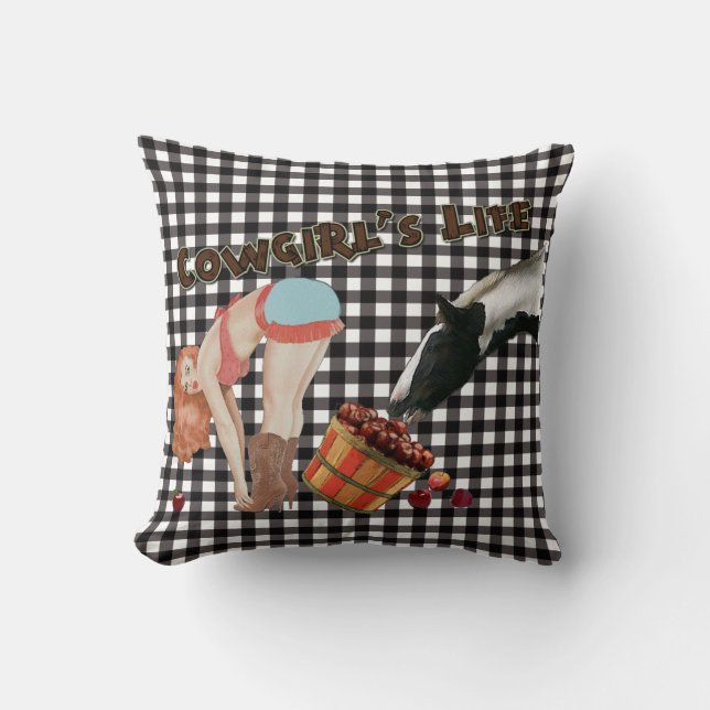 Farmhouse  Cowgirl's Life Pinup Pillow Kussen (Voorkant)