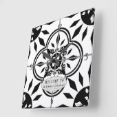 Farmhouse Damask Tegel Pattern Hood Familienaam Vierkante Klok (Hoek)