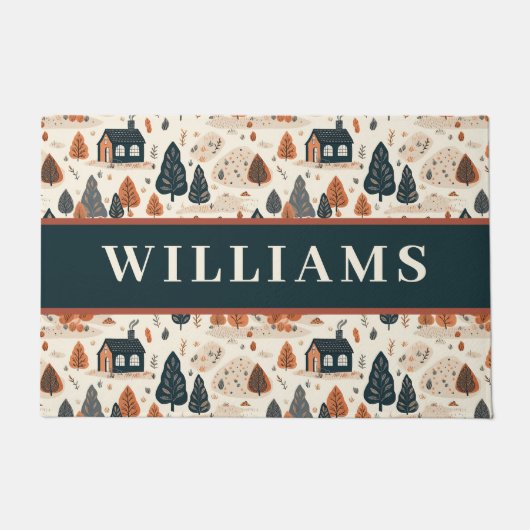 Farmhouse Fall verlaat familienaam Custom Deurmat (Voorkant)