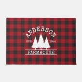 Farmhouse Familie Naam Red Buffalo Pset Large Deurmat (Voorkant)