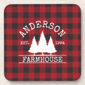 Farmhouse Familie Naam Rode Buffalo Plays Bier Onderzetter (Voorkant)