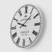 Farmhouse Familie Naam Rustisch White Wood Land Grote Klok (Hoek)