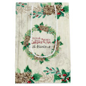 Farmhouse Family Merry Kerstmis Pine Cone Wreate Medium Cadeauzakje (Achterkant)