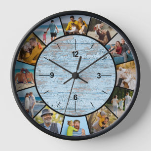 Farmhouse Faux Blue Wood Fence 12 Foto Collage