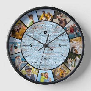 Farmhouse Faux Blue Wood Fence 12 Foto Collage