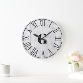 Farmhouse Faux White Wood & Black Grote Klok (Huis)