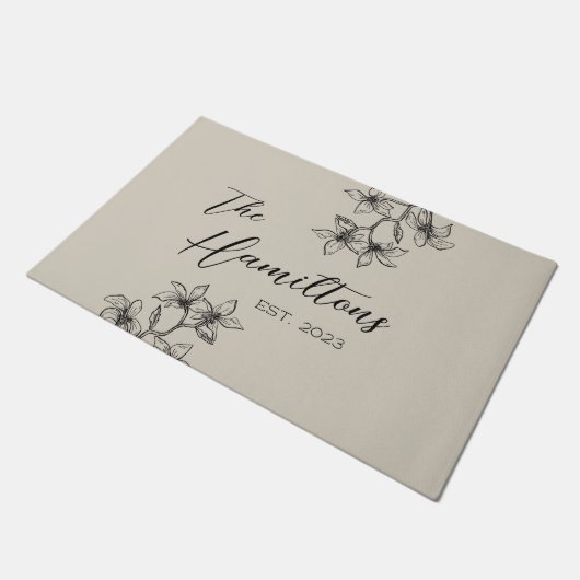 Farmhouse Floral Custom Beige Deurmat (Schuin)