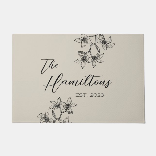 Farmhouse Floral Custom Beige Deurmat (Voorkant)