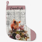 Farmhouse Floral Duroc Pigs Kleine Kerstsok (Voorkant)