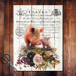 Farmhouse Floral Duroc Pigs Tissuepapier
