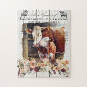 Farmhouse Floral Hereford Koeien Legpuzzel (Verticaal)