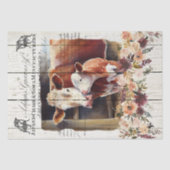 Farmhouse Floral Hereford Koeien Tissuepapier (Voorkant)