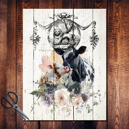 Farmhouse Floral Holstein Koeien Tissuepapier