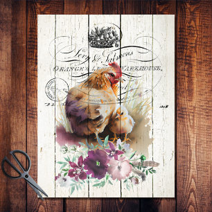 Farmhouse Floral Leghorn Chickens Tissuepapier