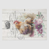Farmhouse Floral Leghorn Chickens Tissuepapier (Voorkant)
