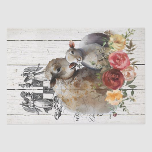 Farmhouse Floral Merino Sheep Tissuepapier (Voorkant)