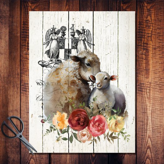 Farmhouse Floral Merino Sheep Tissuepapier