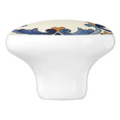 Farmhouse Folk Flower Mediterranean Blue Orange Keramische Knop (Zijkant)