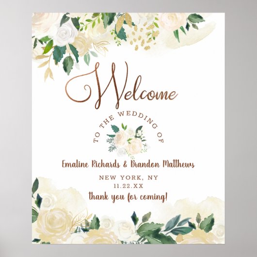 Farmhouse Fresh Rustic Country Floral Welcome Sign Poster (Voorkant)