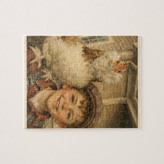 Farmhouse Gift Jigsaw Puzzle Boy with Chicken Legpuzzel (Horizontaal)