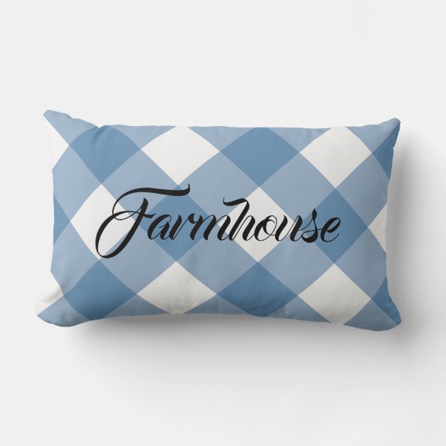 FARMHOUSE GINGHAM LUMBAR PILLOW KUSSEN (Voorkant)