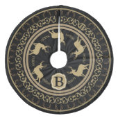 Farmhouse Glam Black & Taupe Deer Antlers & Bucks Fleece Kerstboom Rok (Voorkant)