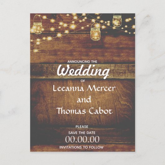 Farmhouse Glam Save the Date Rustic Briefkaart (Voorkant)