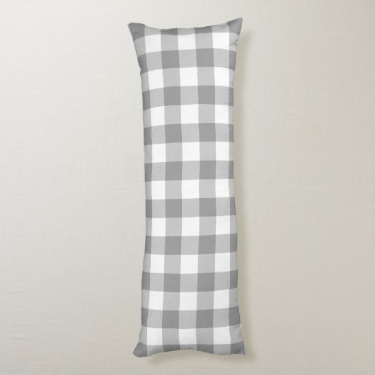 Farmhouse Gray Rustic Buffalo Check Pset Lichaamskussen (Achterkant (Verticaal))